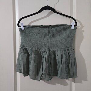 American Eagle Sage Green Strapless Babydoll Top